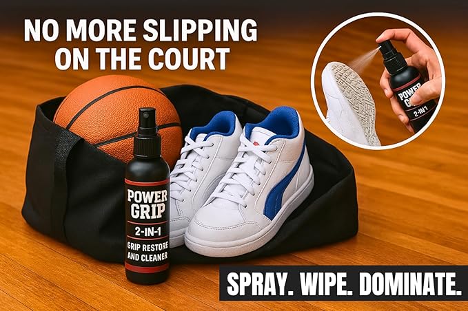 PowerGrip Spray – Basketball Gift for Boys & Girls | Shoe Grip Enhancer for Basketball, Football Gloves & Golf Grip Cleaning| Anti Slip & Performance Enhancer