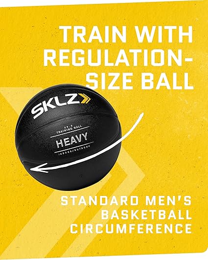 SKLZ Weighted Training Basketball, 29.5" - 3-lb Heavy Training Ball, 29.5" 3-ounce Light Training Ball - Black, Quality Faux Leather Construction - Durable & Wear-and-Tear Resistant Dribbling Trainer for Indoor or Outdoor Use