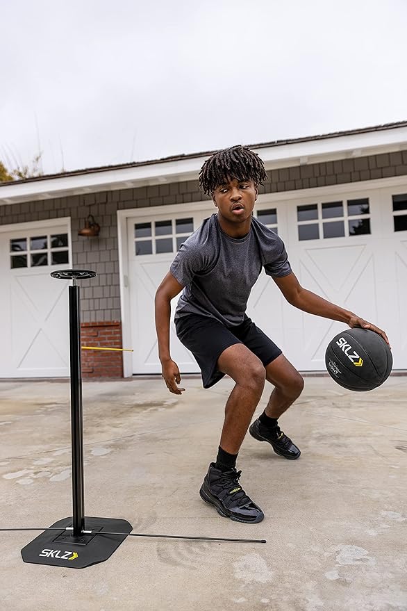 SKLZ Weighted Training Basketball, 29.5" - 3-lb Heavy Training Ball, 29.5" 3-ounce Light Training Ball - Black, Quality Faux Leather Construction - Durable & Wear-and-Tear Resistant Dribbling Trainer for Indoor or Outdoor Use