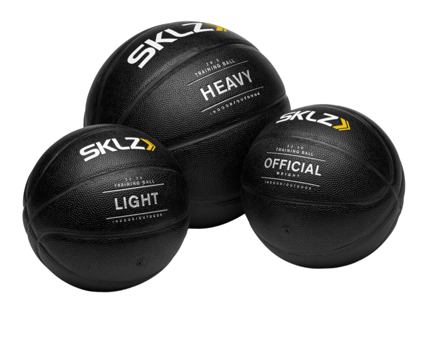 SKLZ Weighted Training Basketball, 29.5" - 3-lb Heavy Training Ball, 29.5" 3-ounce Light Training Ball - Black, Quality Faux Leather Construction - Durable & Wear-and-Tear Resistant Dribbling Trainer for Indoor or Outdoor Use